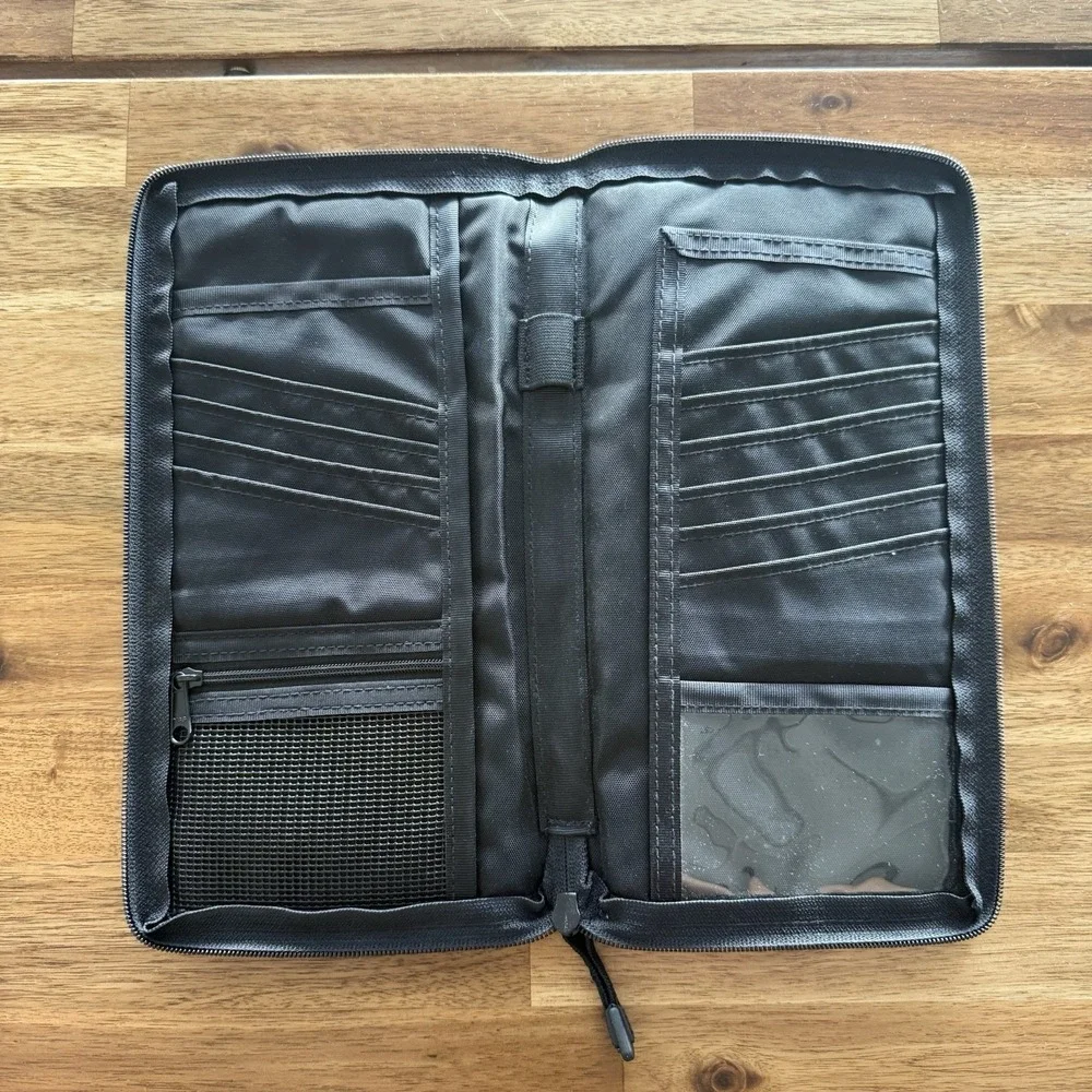 VTG LL Bean Nylon Travel Wallet Organizer Passport Case Zip Clear Window ID
